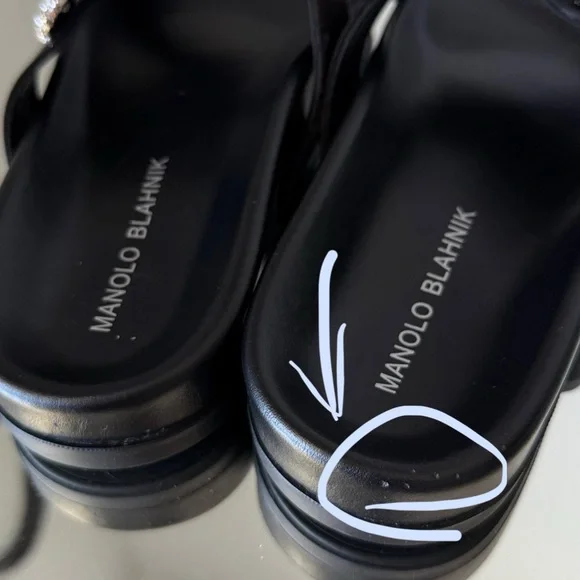 New MANOLO BLAHNIK Chilanghi Crystal Buckle Slide Sandals $1,095 37 - Picture 7 of 13